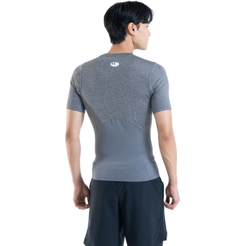 UA HG Armour Comp SS-GRN GRY-090