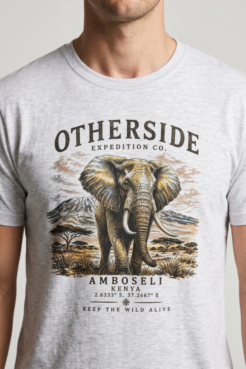 Camiseta estampada Elefante GRIS MELANGE