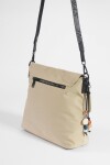 Bandolera con tapa y hebillas beige