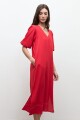 Maxi vestido mangas abullonadas rojo