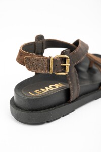 Sandalias De Cuero Tiras Cruzadas Chocolate