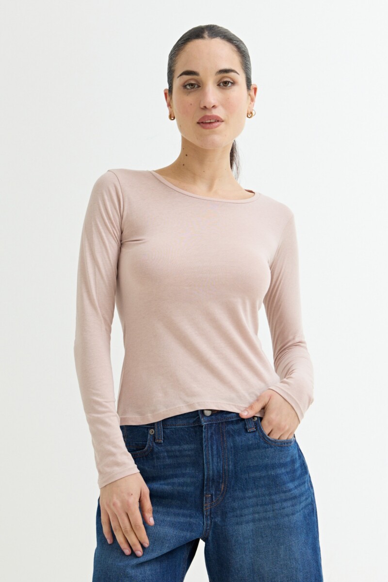 Remera cuello redondo BEIGE
