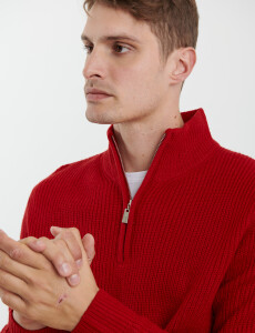 470587 SWEATER PUNTO MEDIO CIERRE HARRY Rojo