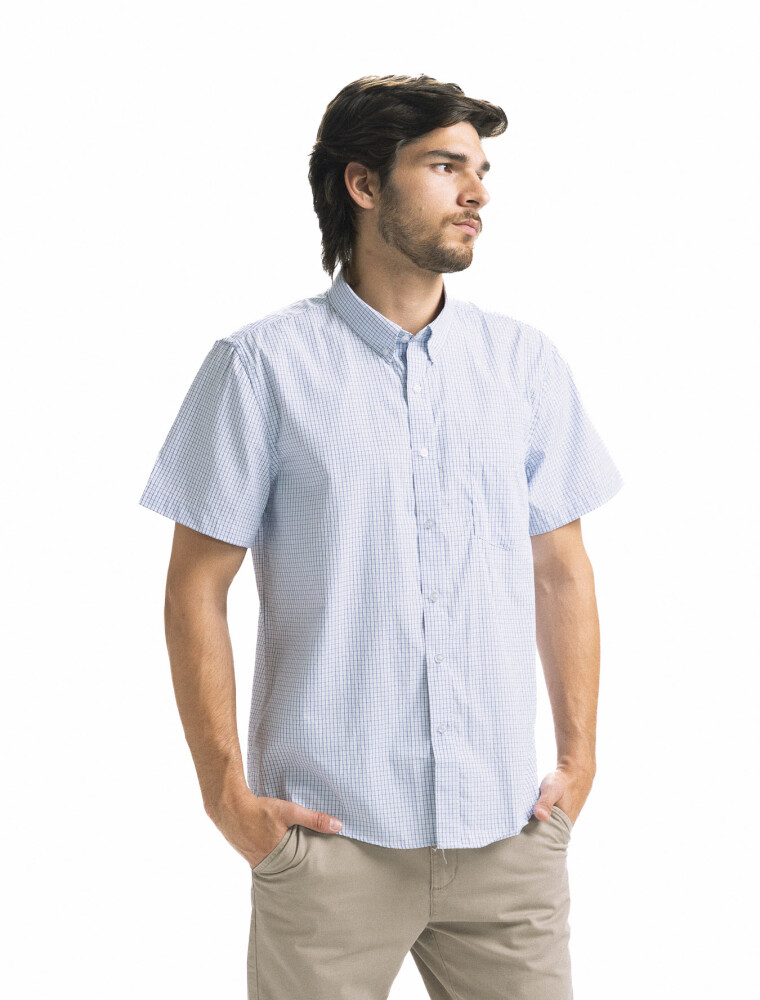 Camisa M/C Cuadros AZUL/ FANTASIA 8