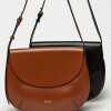 Cartera al hombro Mod en efecto cuero liso Tabaco