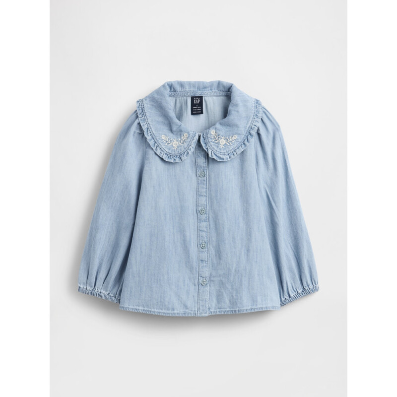 LS COLLAR DNM TOP LIGHT WASH