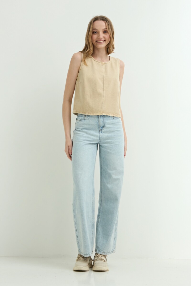 Top denim con cierre en espalda CRUDO