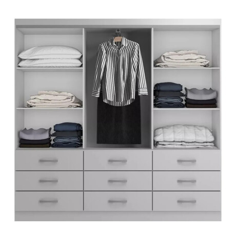 ROPERO 3 PUERTAS CORREDIZAS 9 CAJONES GUARDARROPA ARMARIO PLACARD CLOSET BLANCO