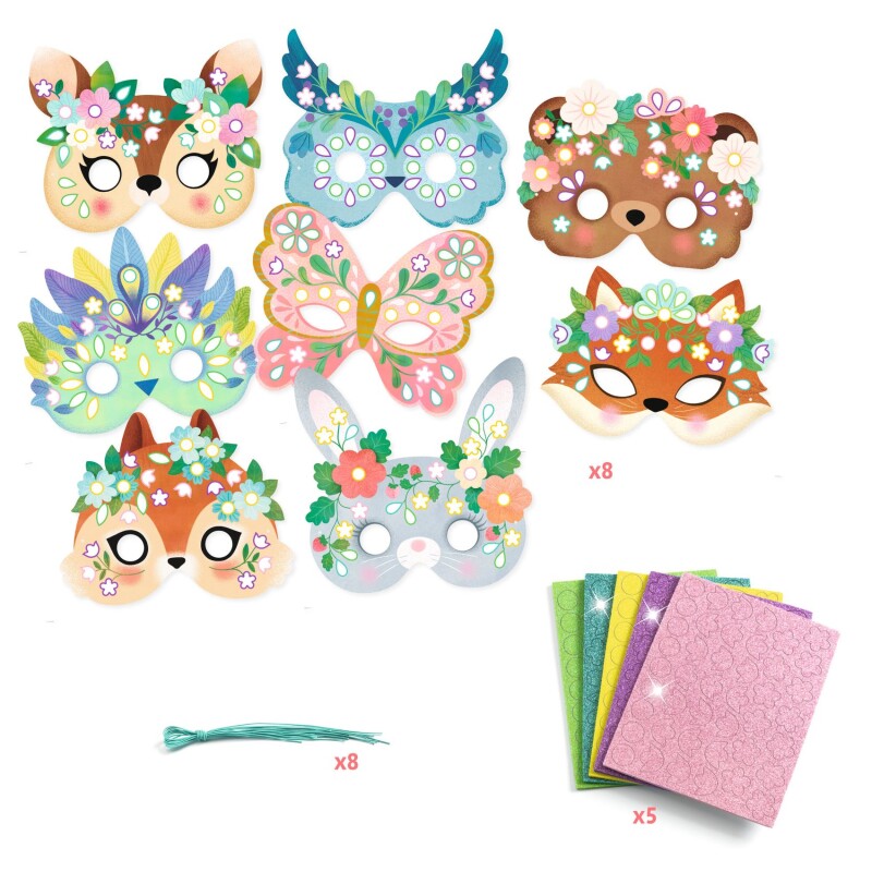 Máscaras de mosaico para decorar animales del bosque Djeco Máscaras de mosaico para decorar animales del bosque Djeco