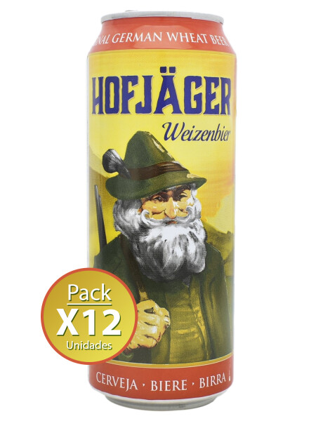 Pack de 12 latas de cerveza de trigo Hofjager de 500cc Pack de 12 latas de cerveza de trigo Hofjager de 500cc