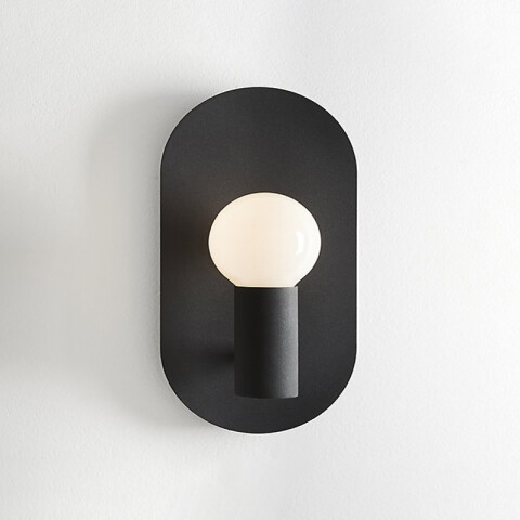 Aplique pared acero negro globo vidrio opal E27 IX9287