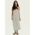 VESTIDO MIDI FEM CRUDO LISTRADO