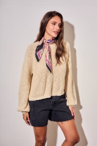 Sweater Bouclé Texturado Beige