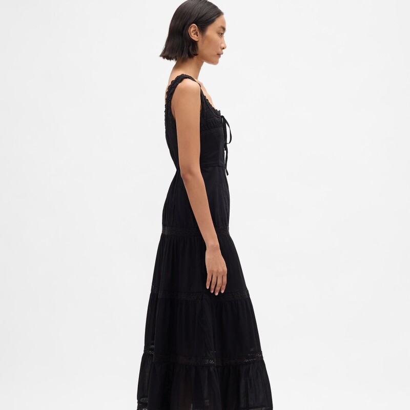 SL LACE INSERT TRIM MAXI DRESS TRUE BLACK