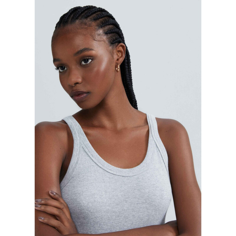 CAMISETA REGATA FEM CINZA MESCLA