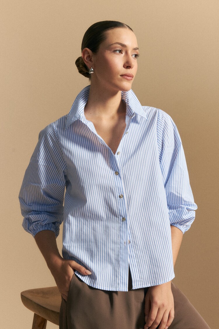 CAMISA FLORIO Blanco/Celeste