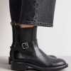 Bota caña media York en efecto cuero Negro