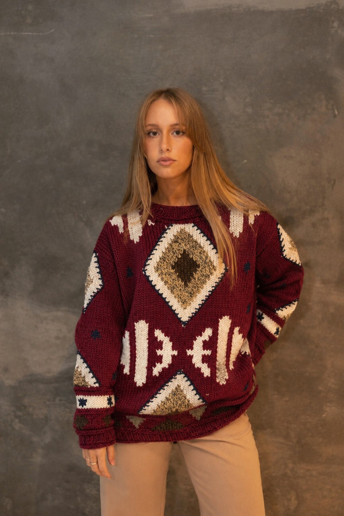 Sweater Gitano Lana Base Bordeaux