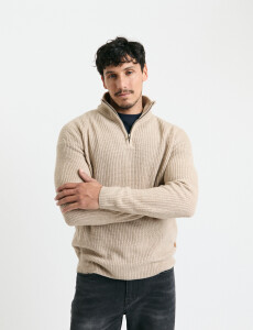 470587 SWEATER PUNTO MEDIO CIERRE HARRY Beige