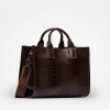 Cartera de mano Capri en cuero gamuza anaconda Chocolate