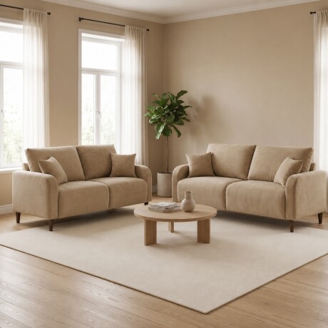 CONJUNTO SOFÁ SILLÓN SCOTT LIVING 2 CUERPOS + 3 CUERPOS BEIGE