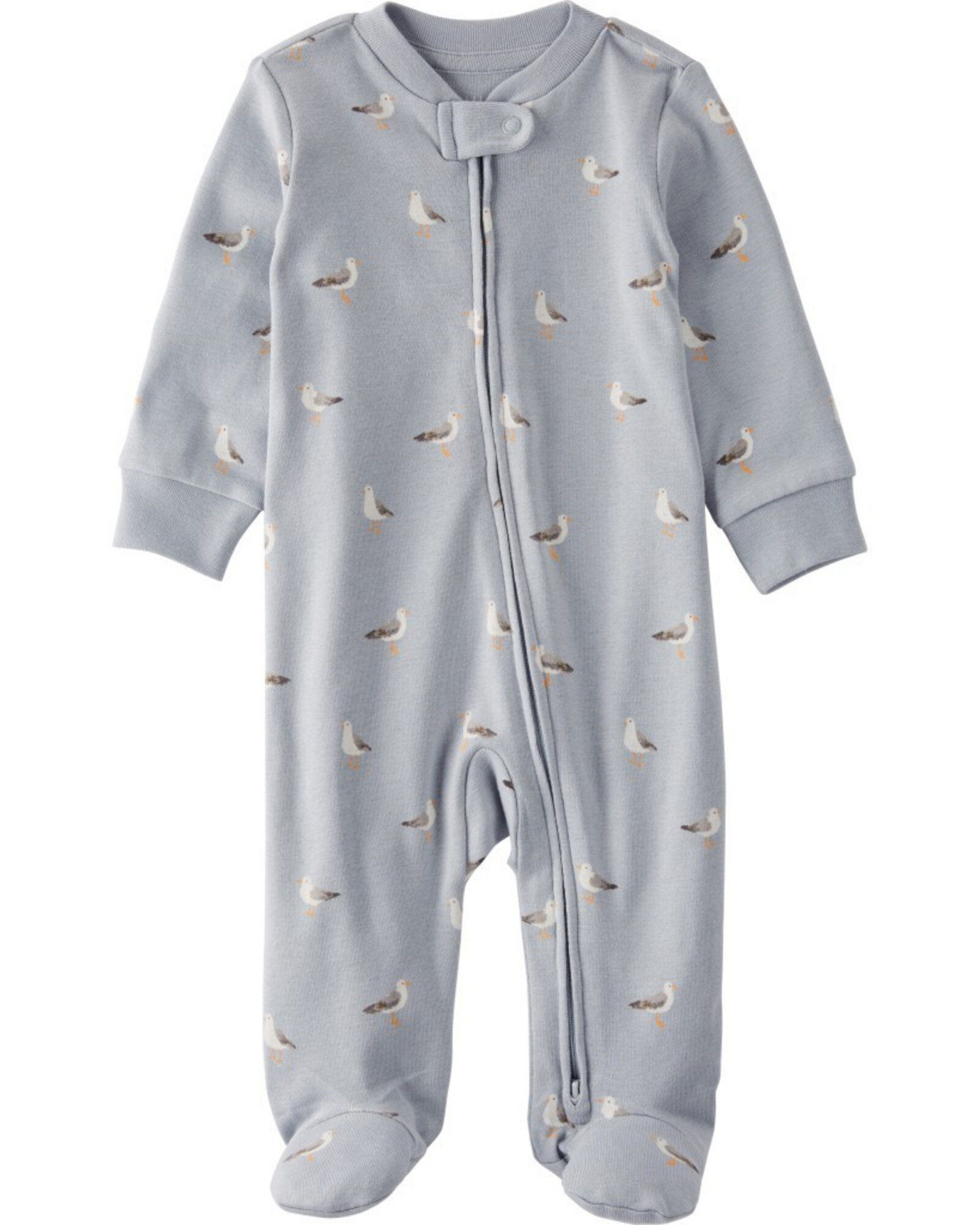 Pijama una pieza de algodón orgánico, con pie, diseño gaviotas Sin color