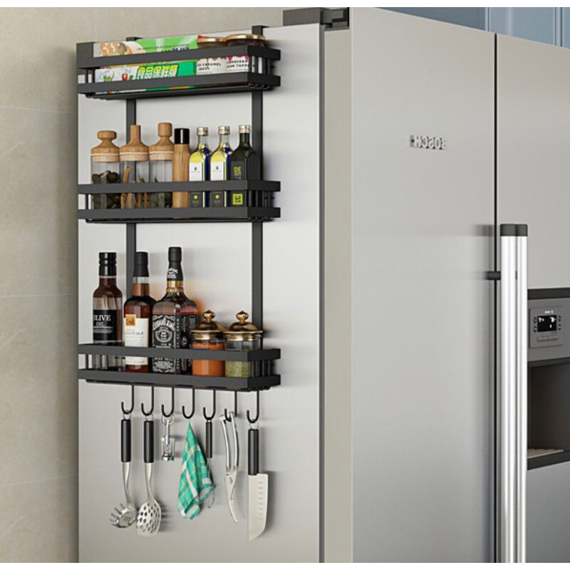 Organizador para Heladera Acero Inoxidable con 3 Estantes y Ganchos Organizador para Heladera Acero Inoxidable con 3 Estantes y Ganchos