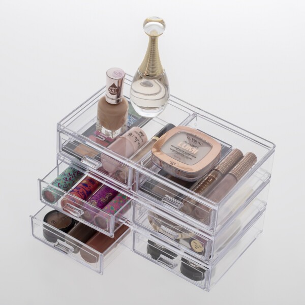 ORGANIZADOR 2 CAJONES 21X12X5 CRISTAL TRANSPARENTE