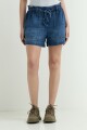 Short con cintura elastizada y lazo JEAN OSCURO