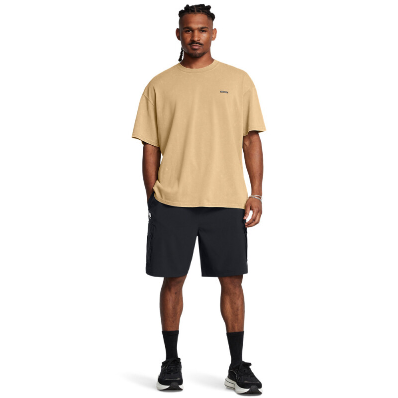 UA Vibe Woven Cargo Short-GRN BLK-001