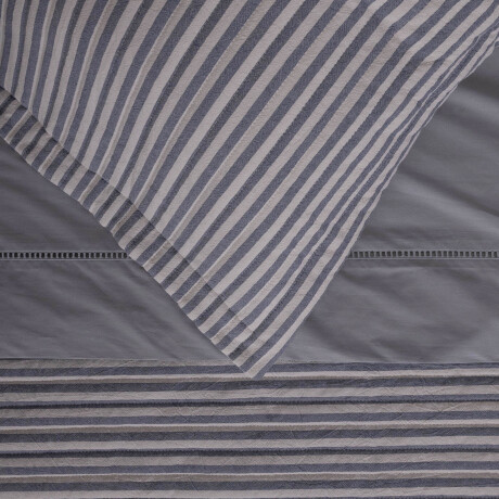 SET CUBRECAMA SUPER KING ALGODON AZUL COTTON STRIPE