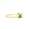 Anillo Halo-Plata rodinada con micra oro 18k-Piedra Topacio azul y Esmeraldas-AN2002 conpiedra