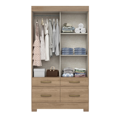ROPERO 2 PUERTAS CORREDIZAS 4 CAJONES GUARDARROPA ARMARIO PLACARD CLOSET COLOR MADERA - FLEX
