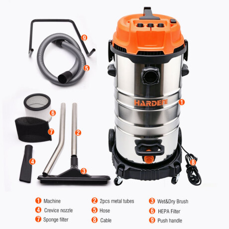 ASPIRADORA SECO-HUMEDO 80LT TANQUE AC INOX 3600W HARDEN ++ N/a