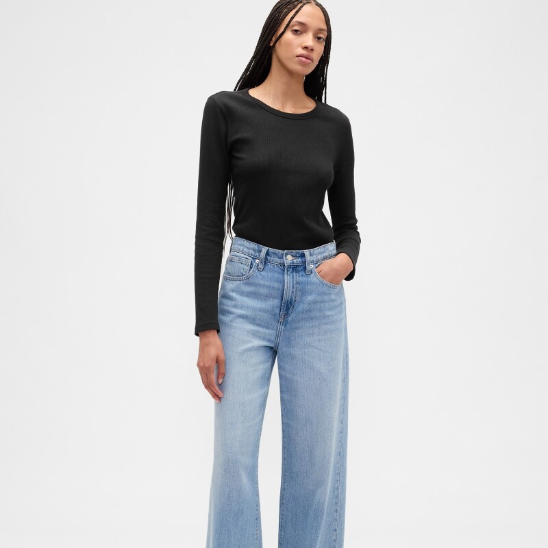 V-LS OPP WAFFLE TEE BLACK 1