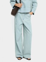 Pantalón Vaquero Recto Con Cinturón azul