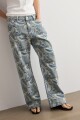 Jean recto Cher estampa paisley azul marino