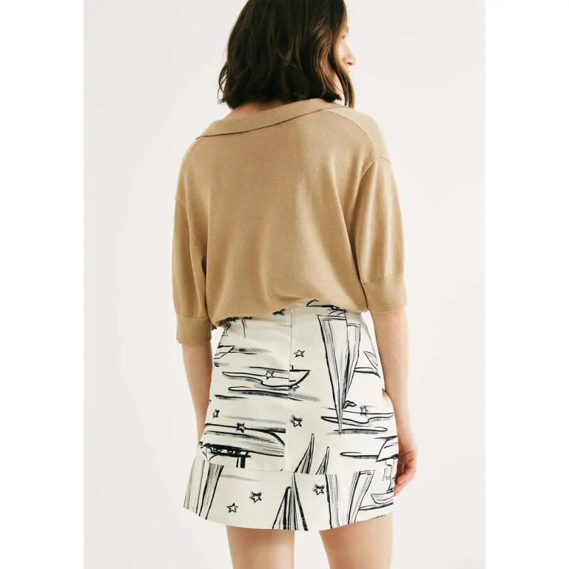 SAIA FEM OFF WHITE/AZUL ESCURO