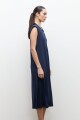 Maxi vestido con hombreras azul marino