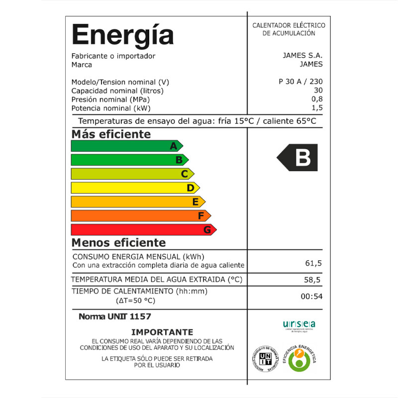 Termotanque James L/prisma 30l* (p) Termotanque James L/prisma 30l* (p)