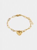 Pulsera De Eslabones Con Corazón - Acero Inoxidable dorado