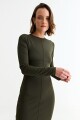Vestido manga larga midi VERDE OLIVA