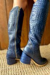 High Heel Boots Crocco Azul