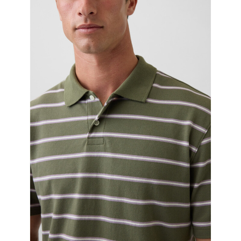 SS RELAXED POLO GREEN STRIPE