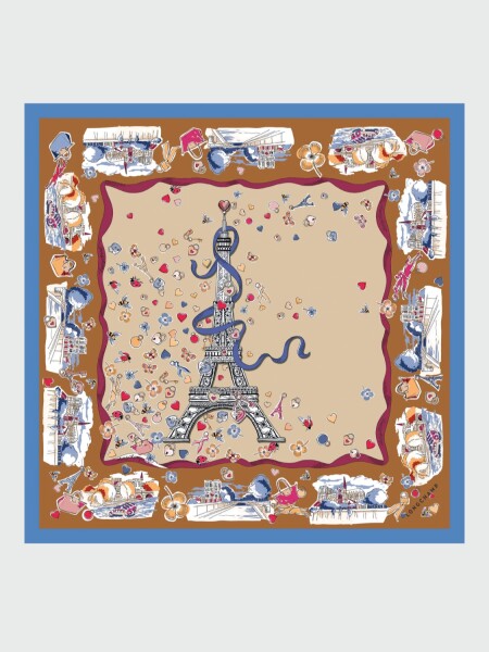 LONGCHAMP - PAÑUELO DE SEDA 50x50 CM, TOUR ENCHANTÉE 121