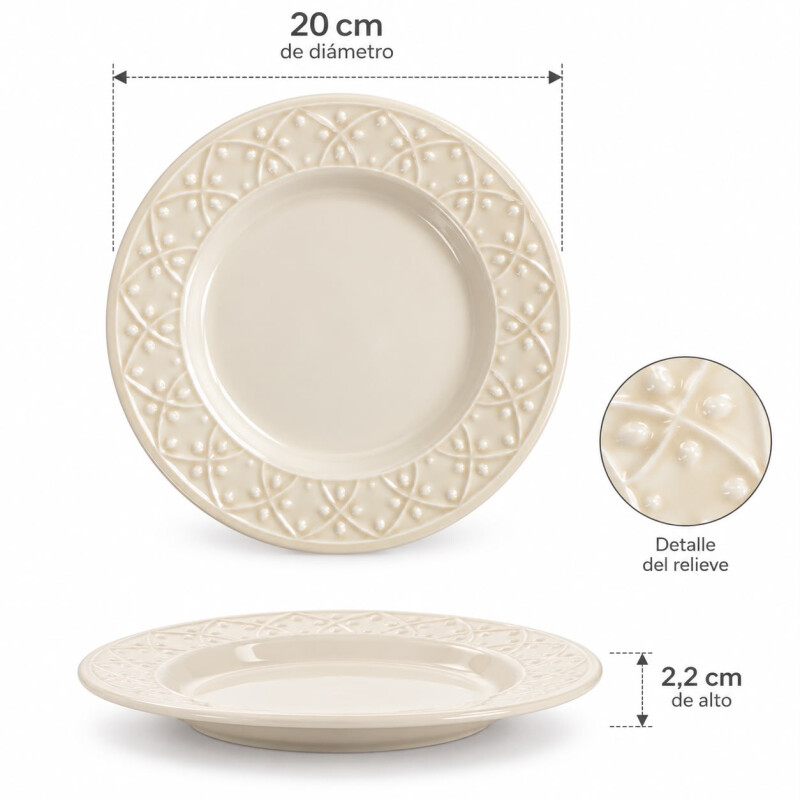 Juego de 6 Platos de Postre de Porcelana Oxford 20cm Juego de 6 Platos de Postre de Porcelana Oxford 20cm