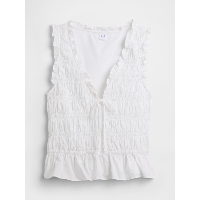 V-SL SMOCKED TIE TOP FRESH WHITE