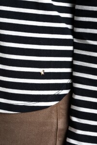 Remera Rayada Algodón Elastano Negro