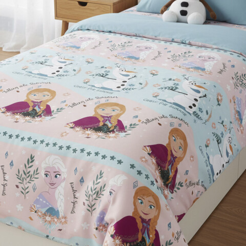 Colcha Infantil Frozen 1 Plaza 100% Microfibra ROSA/CELESTE