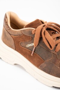Zapatilla Cuero Combinada Chocolate